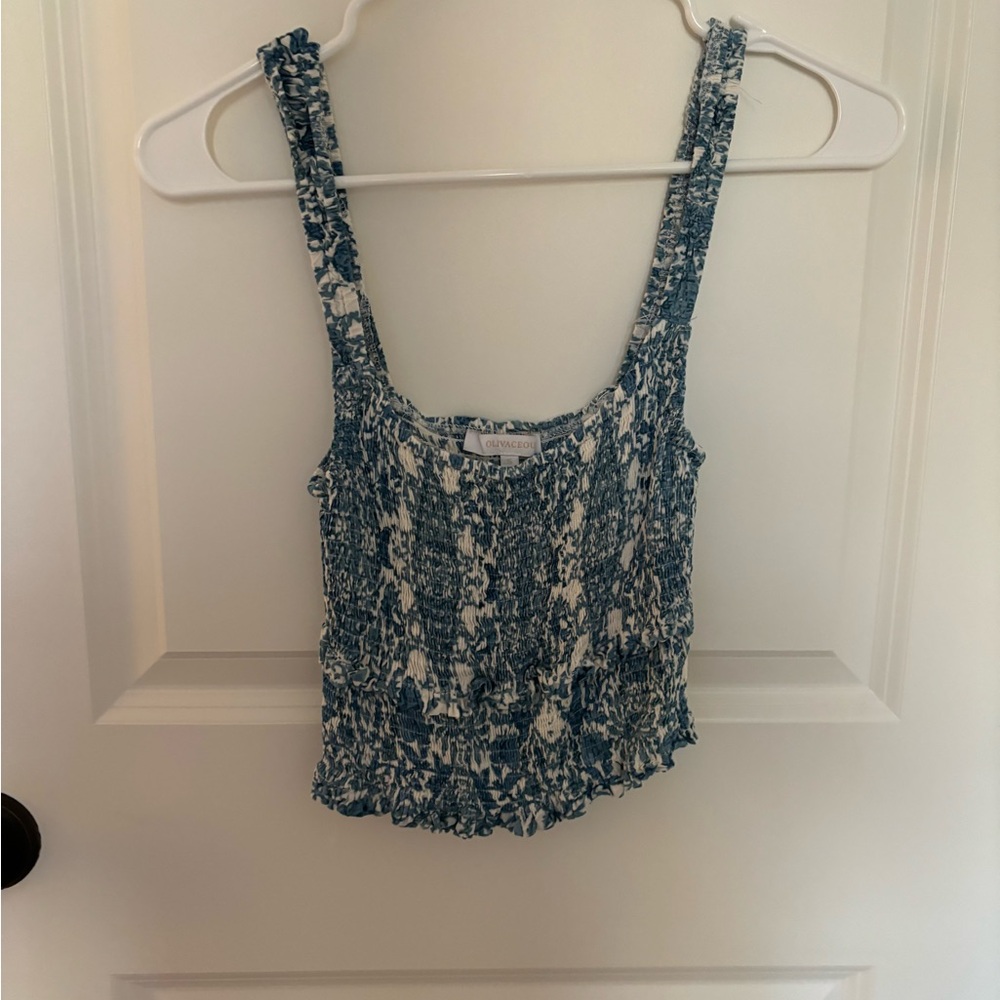 Cropped Blue and White Top by Urban Outfitters